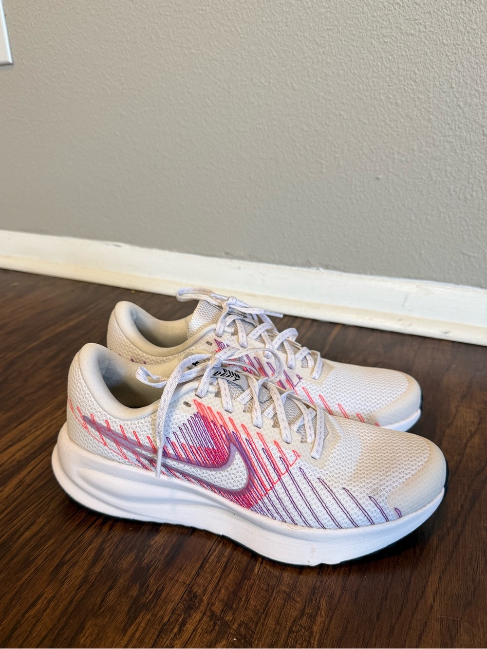 Nike White Sneakers with Pink Gradient Accents